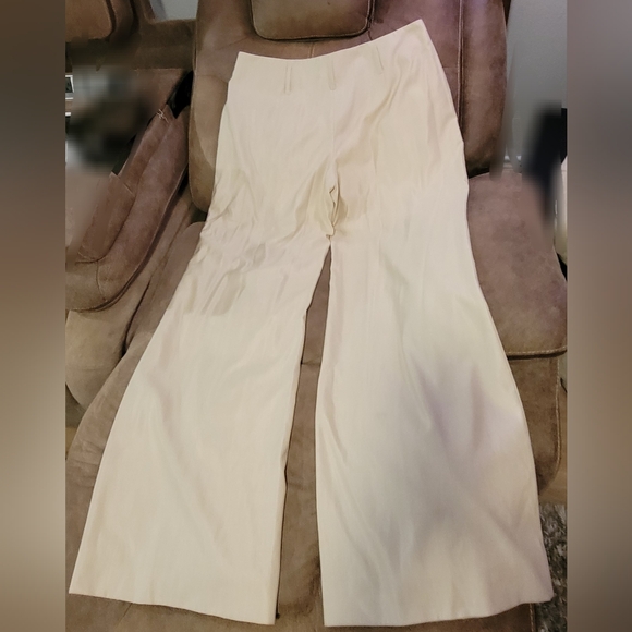 St. John Couture pearl color virgin wool/silk lined wide leg dress pants SZ 16 - Picture 6 of 6